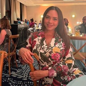 Floral Wrap Dress with Pink and Green Accents